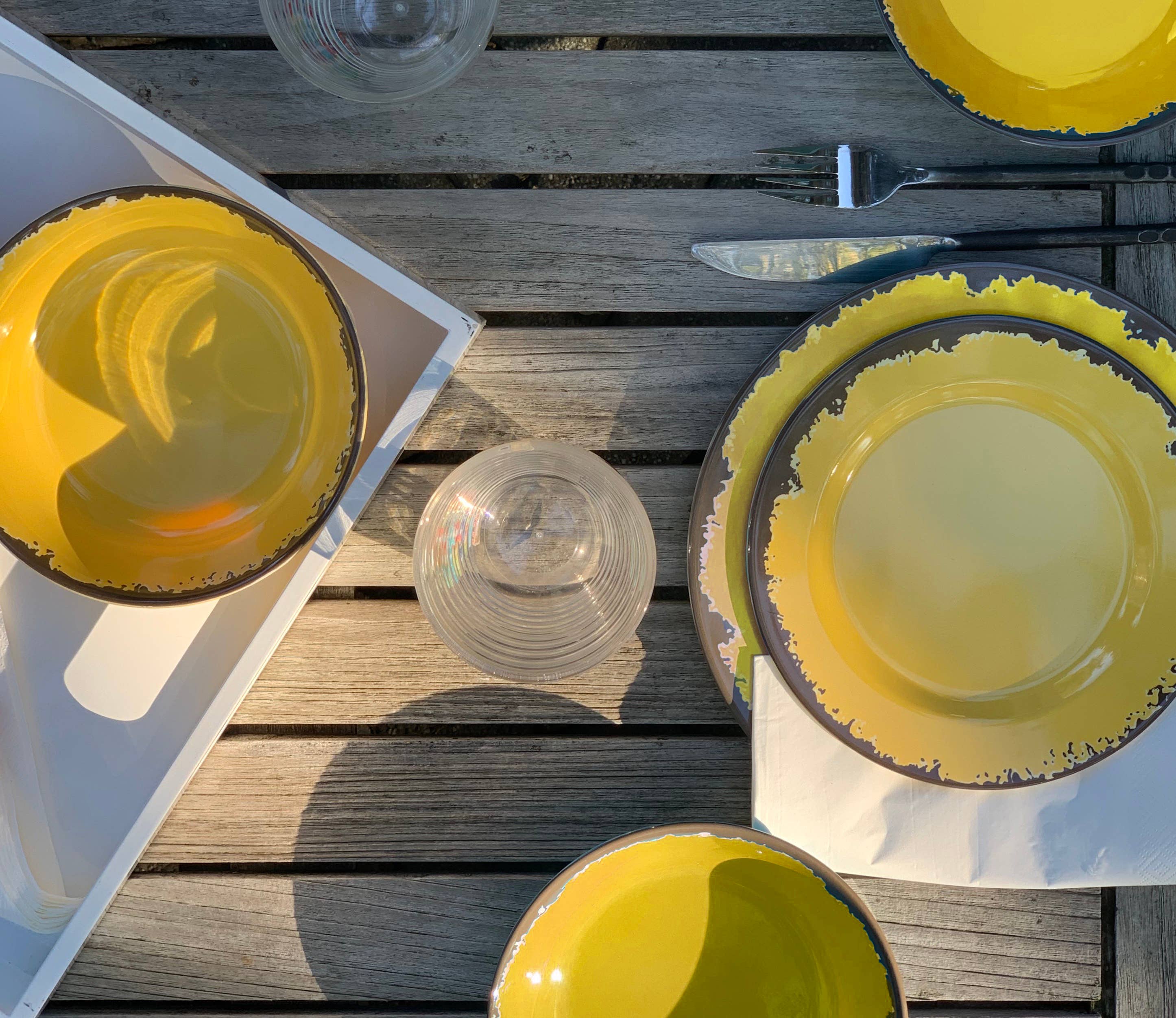 Melamine Dinnerware Set, Yellow, 12-Piece