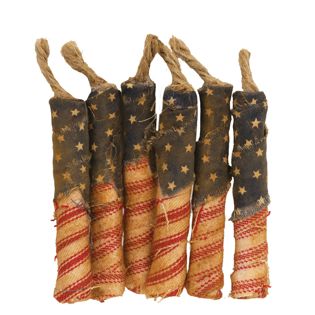 6/Set - Grungy Primitive Fabric Firecracker Bowl Fillers