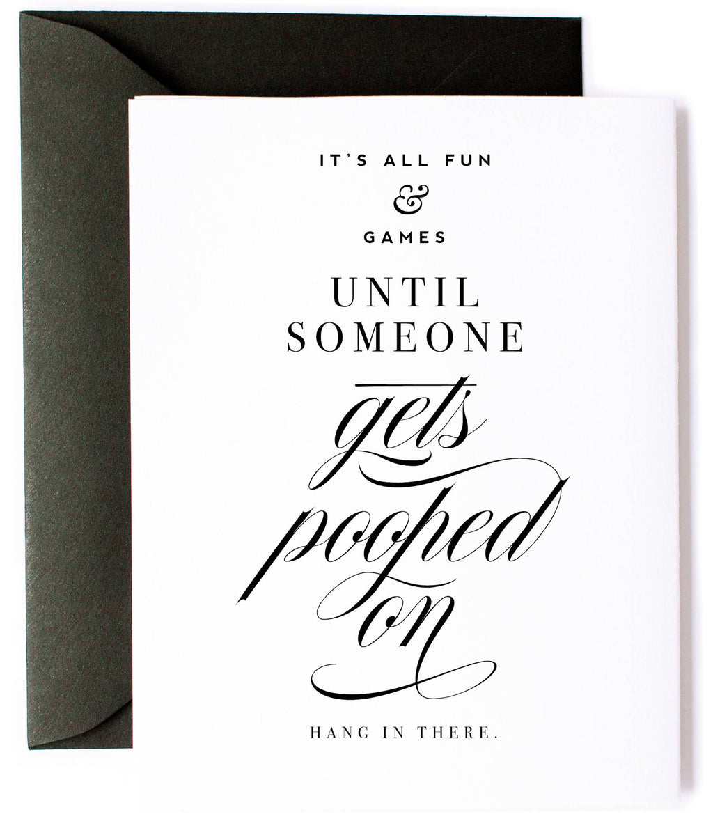 Gets Pooped On - Funny, New Baby Congrats Greeting Card