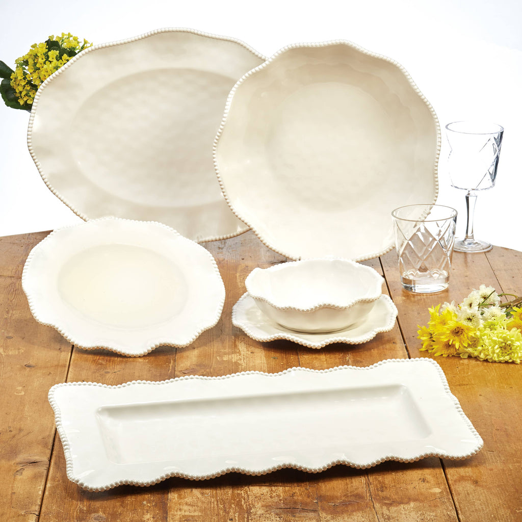 Perlette Cream Melamine Dinner Plate