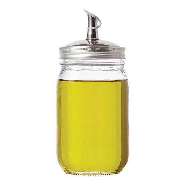 Oil Cruet Lid for Regular Mouth Mason Jar (stainless)