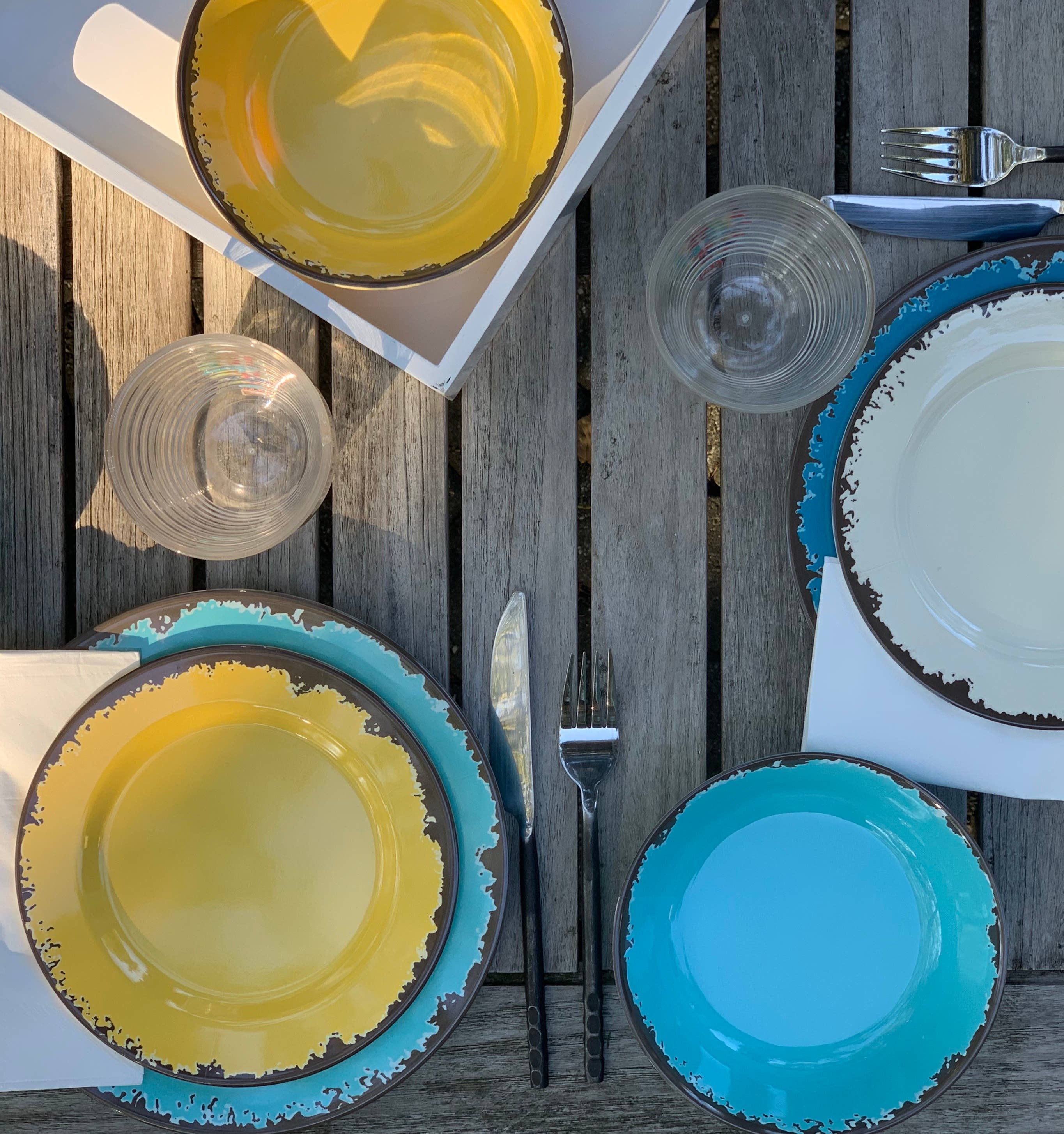 Melamine Dinnerware, Set of 12, Multicolor