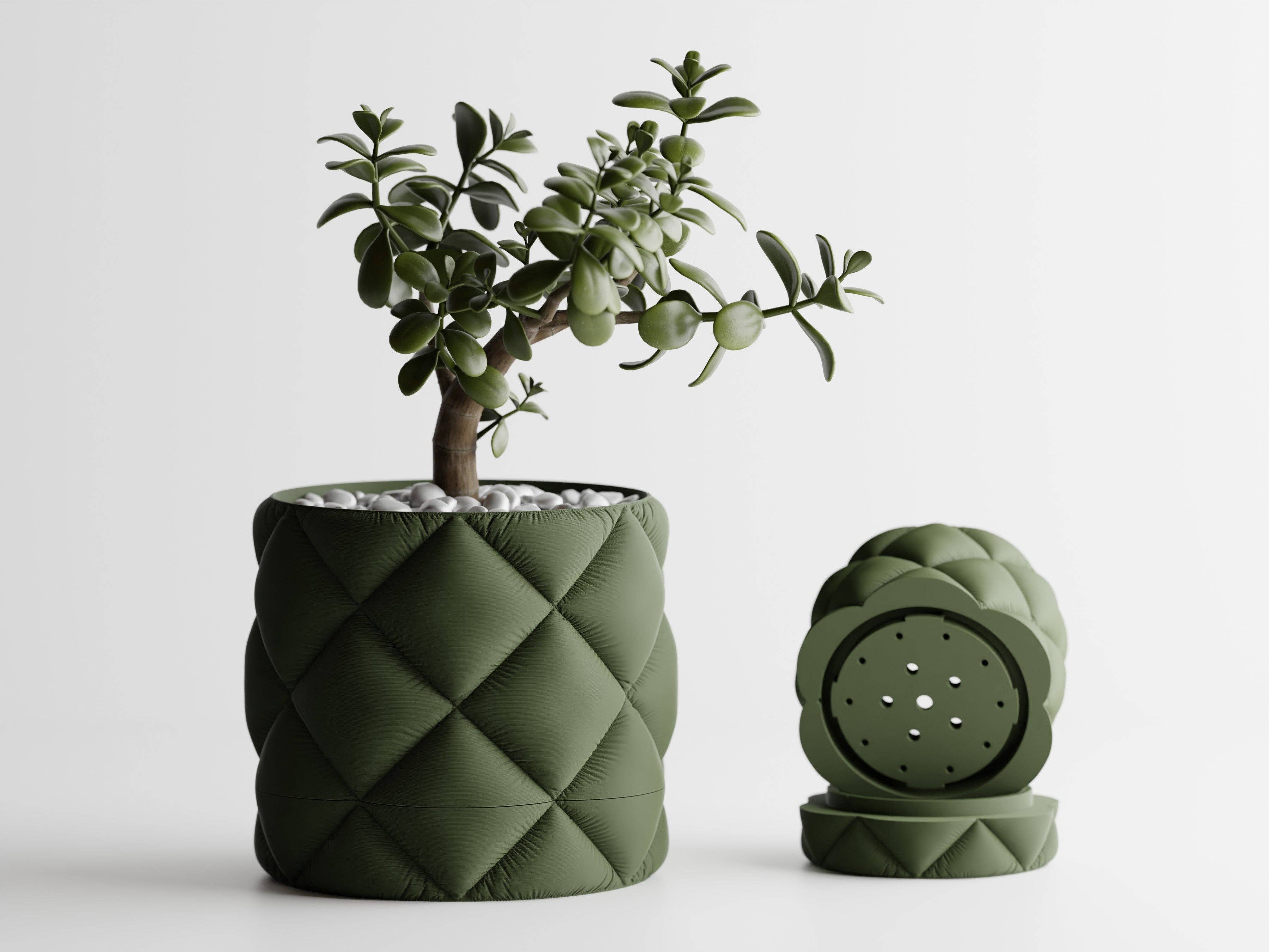 Inflated Planter Container with Drip Tray