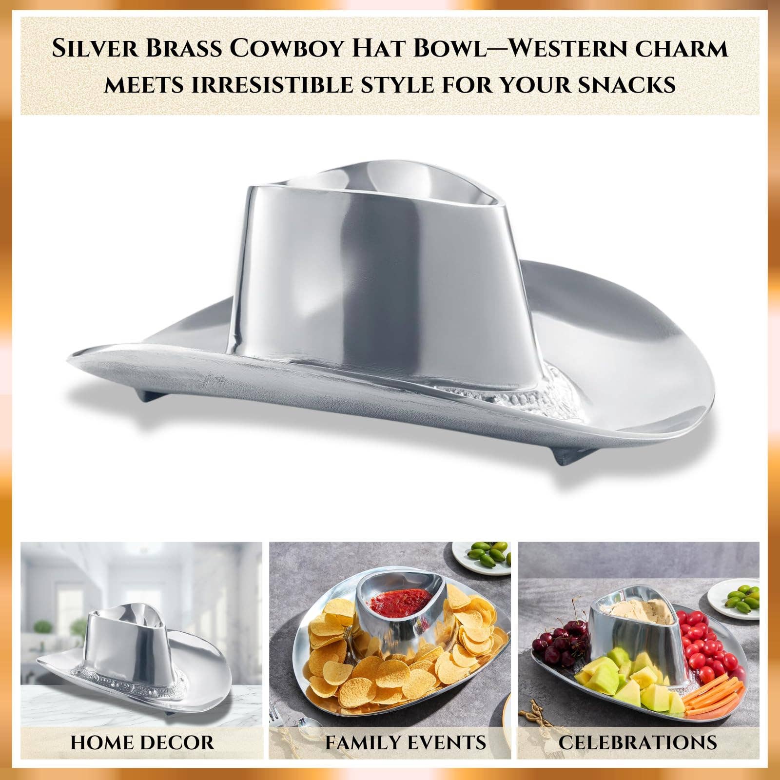 Western Cowboy Hat Chip & Dip Bowl