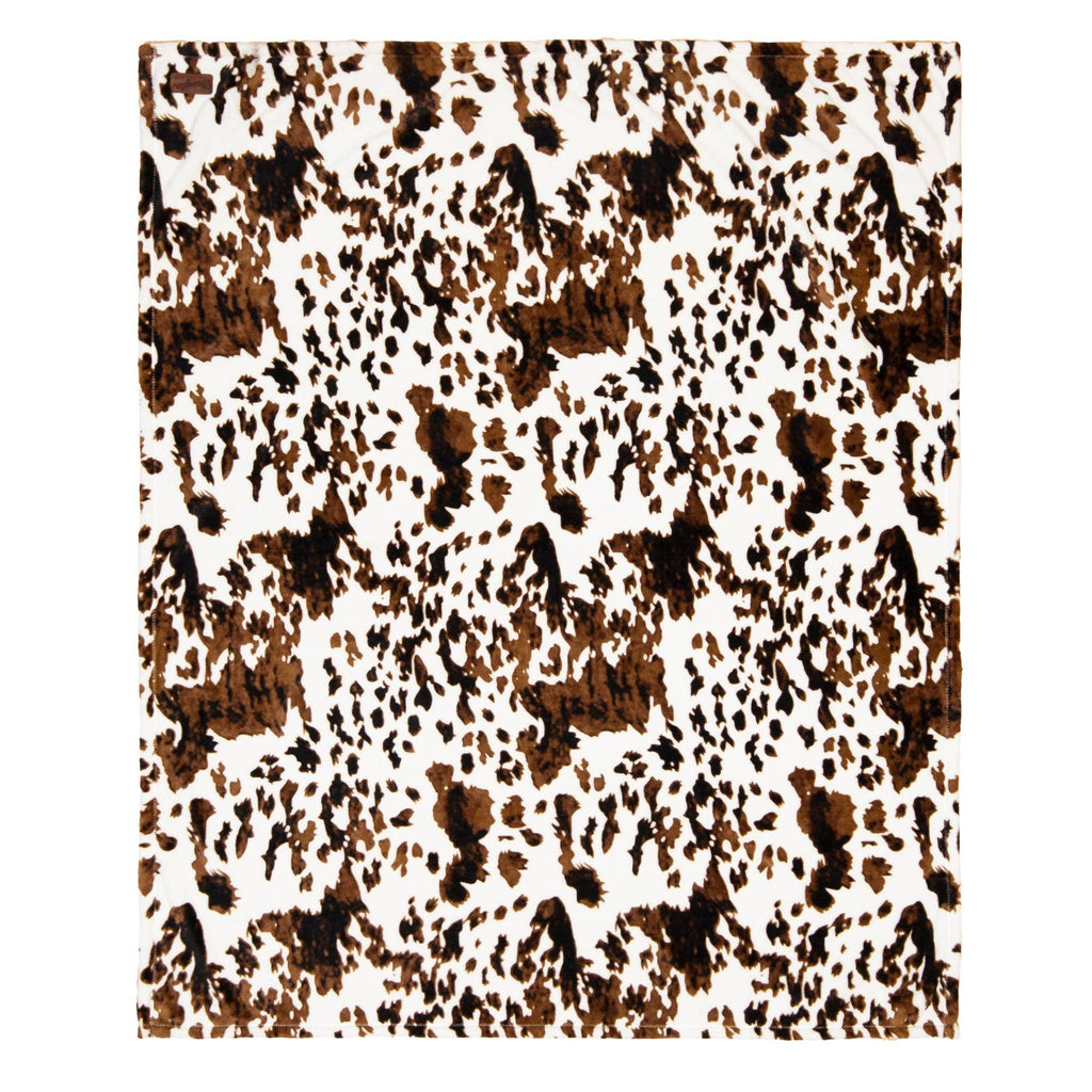 Wrangler Light Tri-Color Cowhide Unlined Plush Throw Blanket