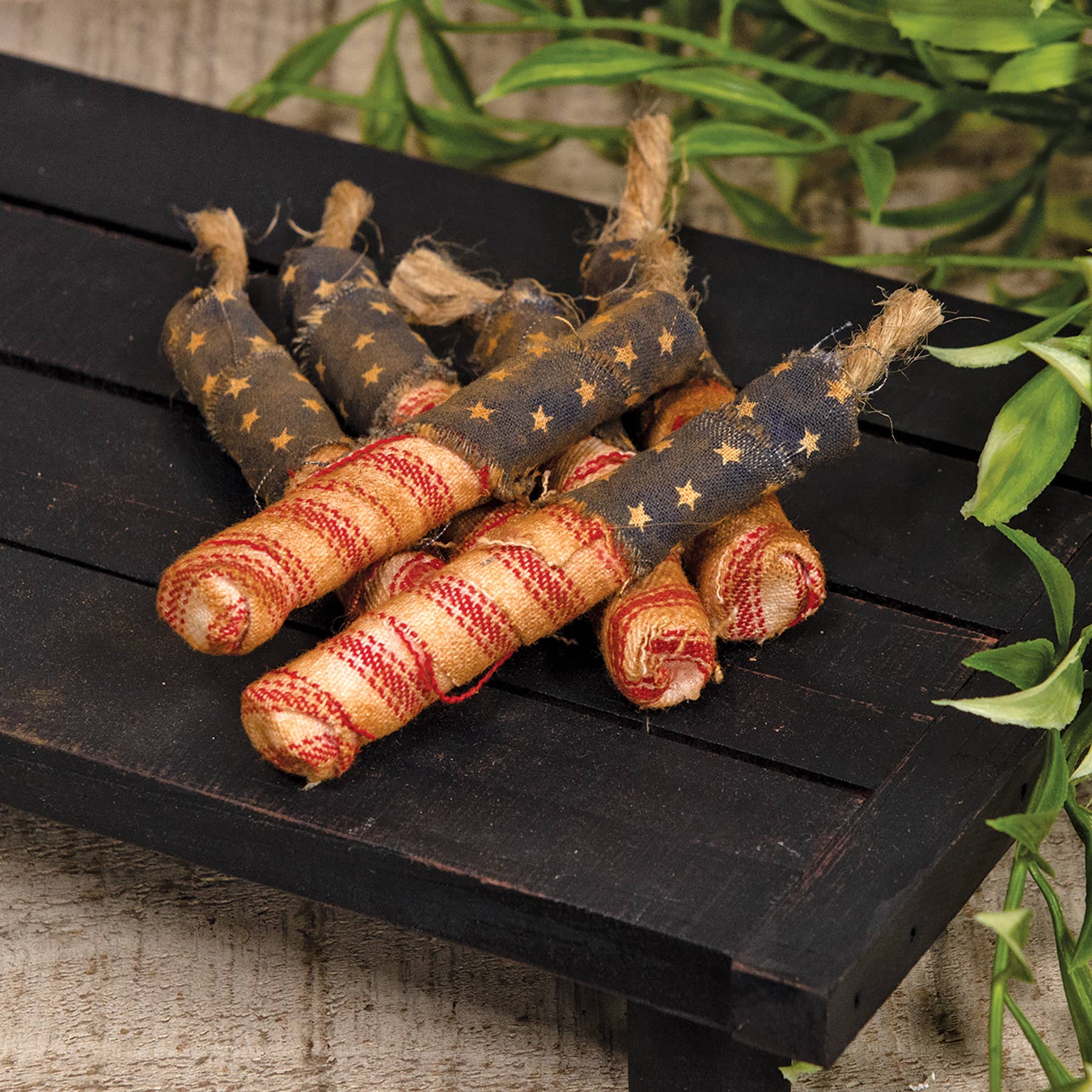6/Set - Grungy Primitive Fabric Firecracker Bowl Fillers