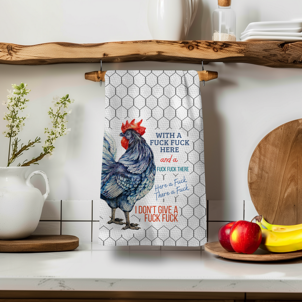 With A F*ck F*ck Here Kitchen Tea Towel