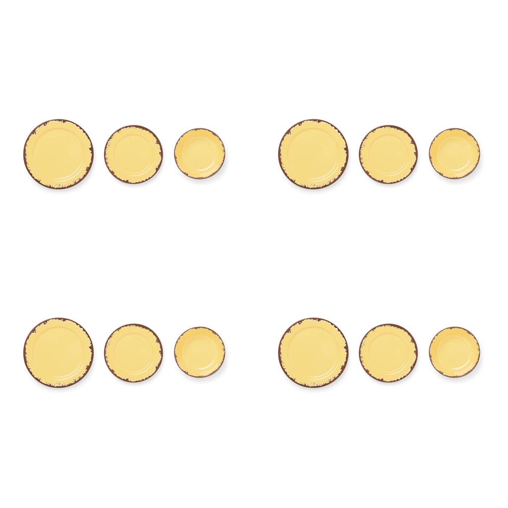 Melamine Dinnerware Set, Yellow, 12-Piece