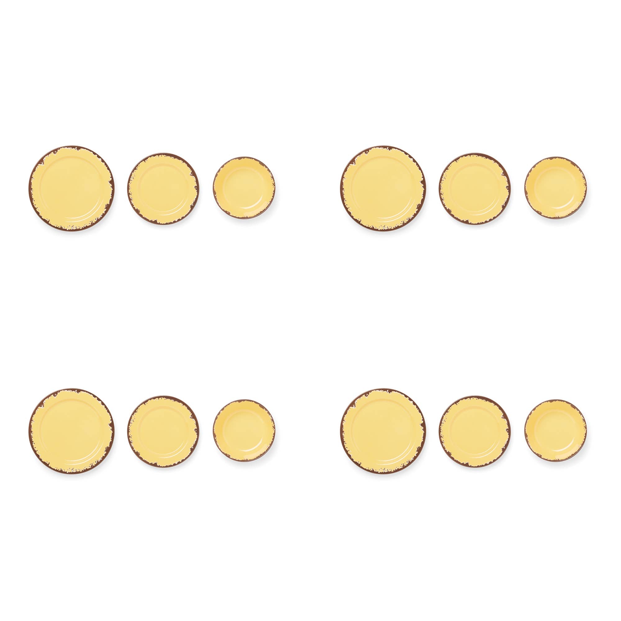 Melamine Dinnerware Set, Yellow, 12-Piece