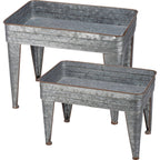 Galvanized Serving Tray Table Set