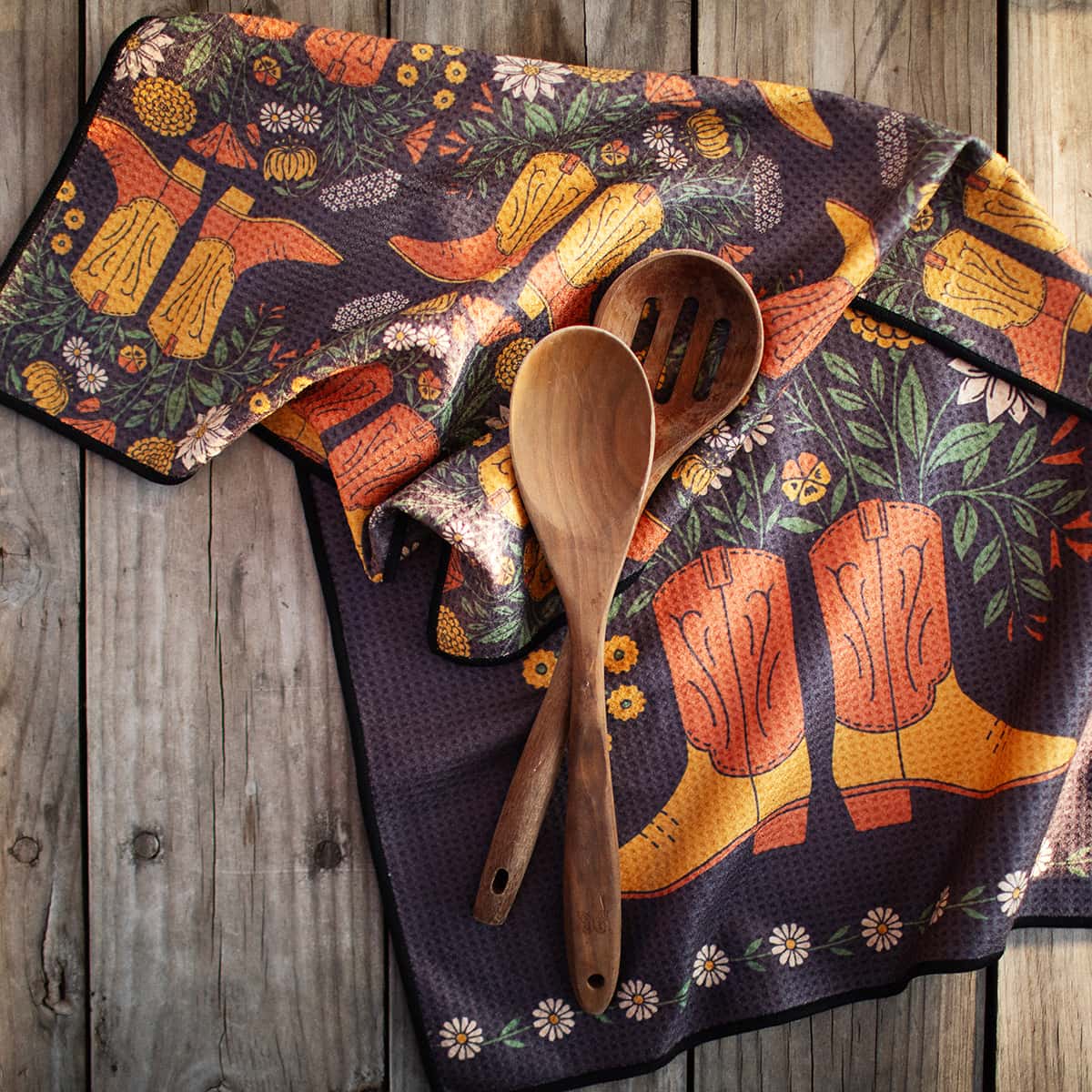 Kitchen & Tea Towel | Cowboy Boots & Flowers