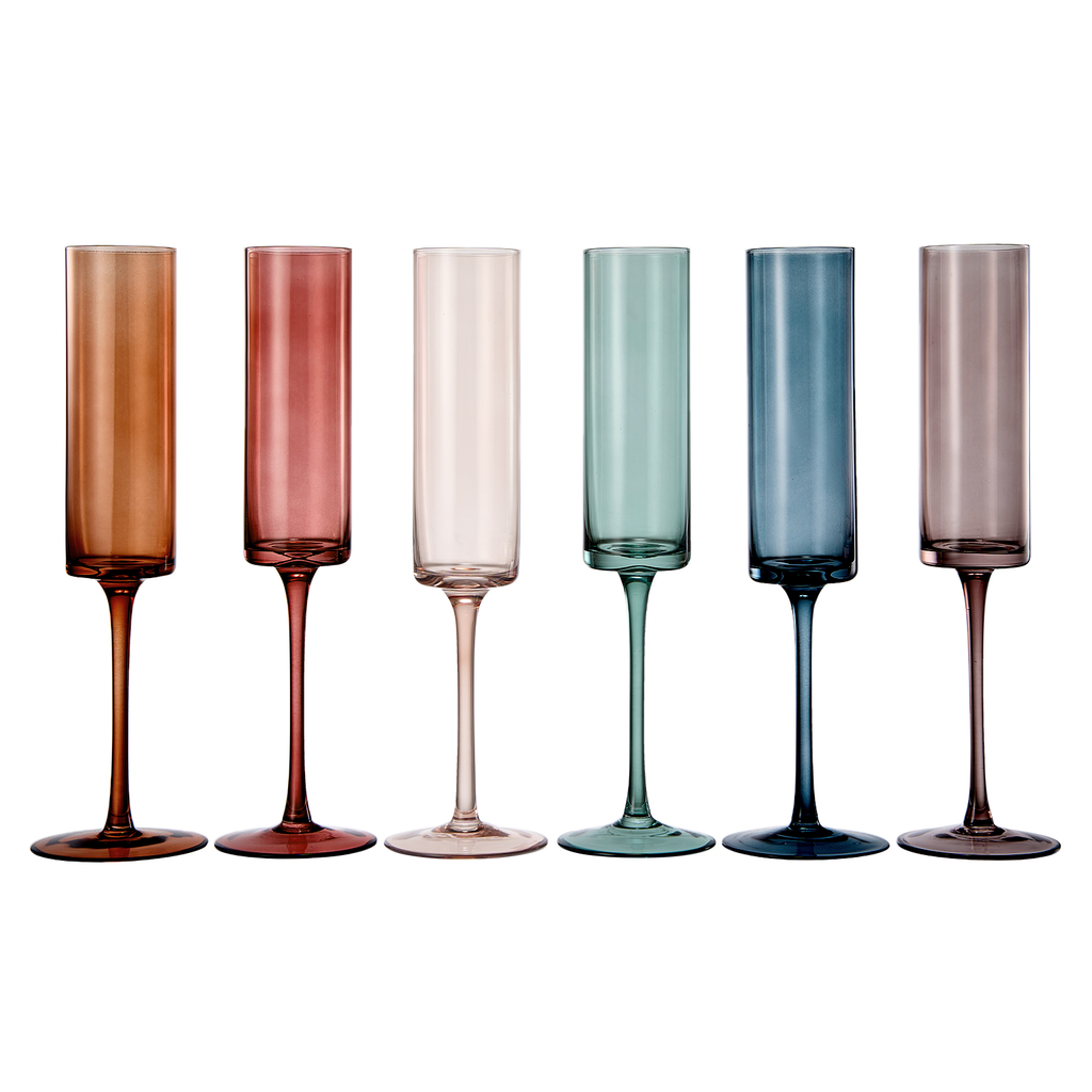 Texas Sunset Champagne Flutes ~ Set of 6