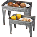 Galvanized Serving Tray Table Set