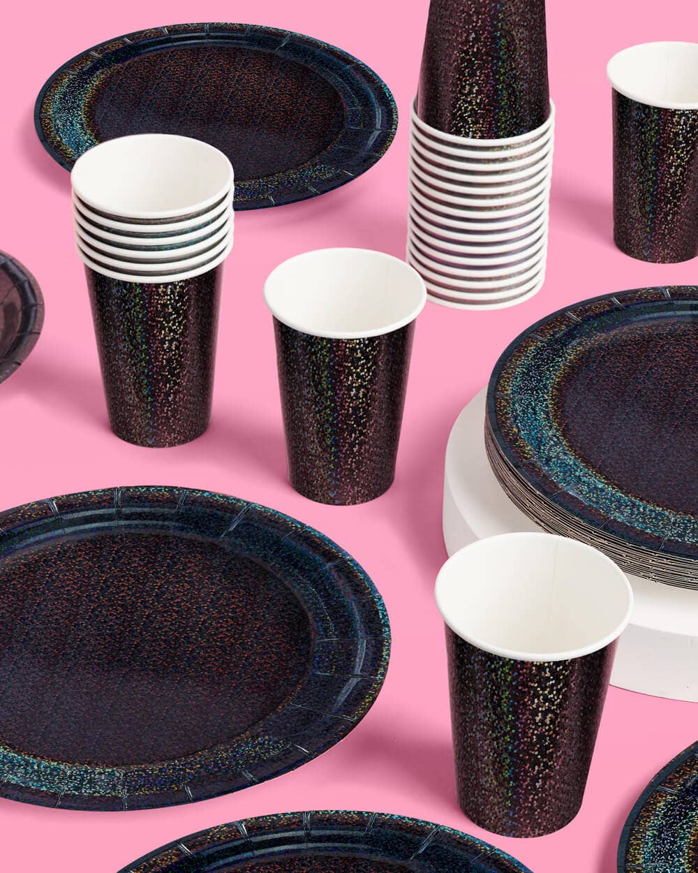 Black Shimmer Paper Cups