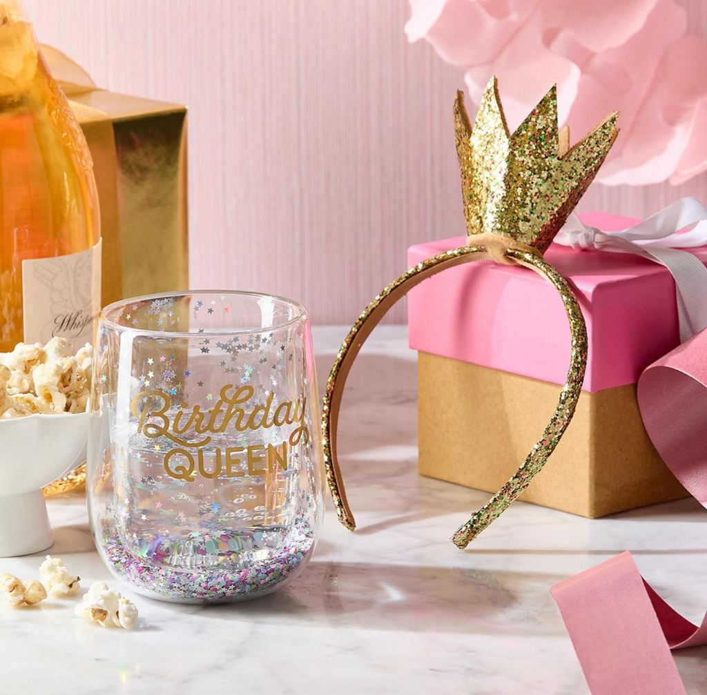 Birthday Queen Wine Glass and Crown