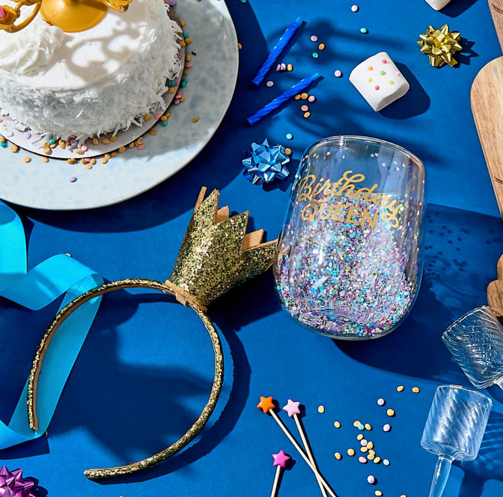 Birthday Queen Wine Glass and Crown
