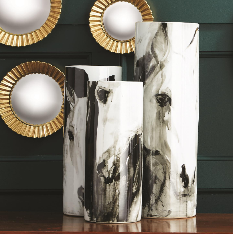 White Horses Vase (Medium)