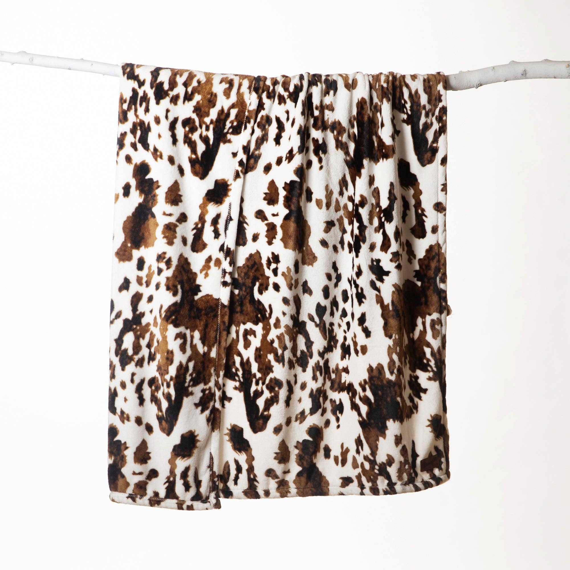 Wrangler Light Tri-Color Cowhide Unlined Plush Throw Blanket