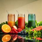 Drinking Glasses & Glass Straw - Set of 6 - Muted 16oz