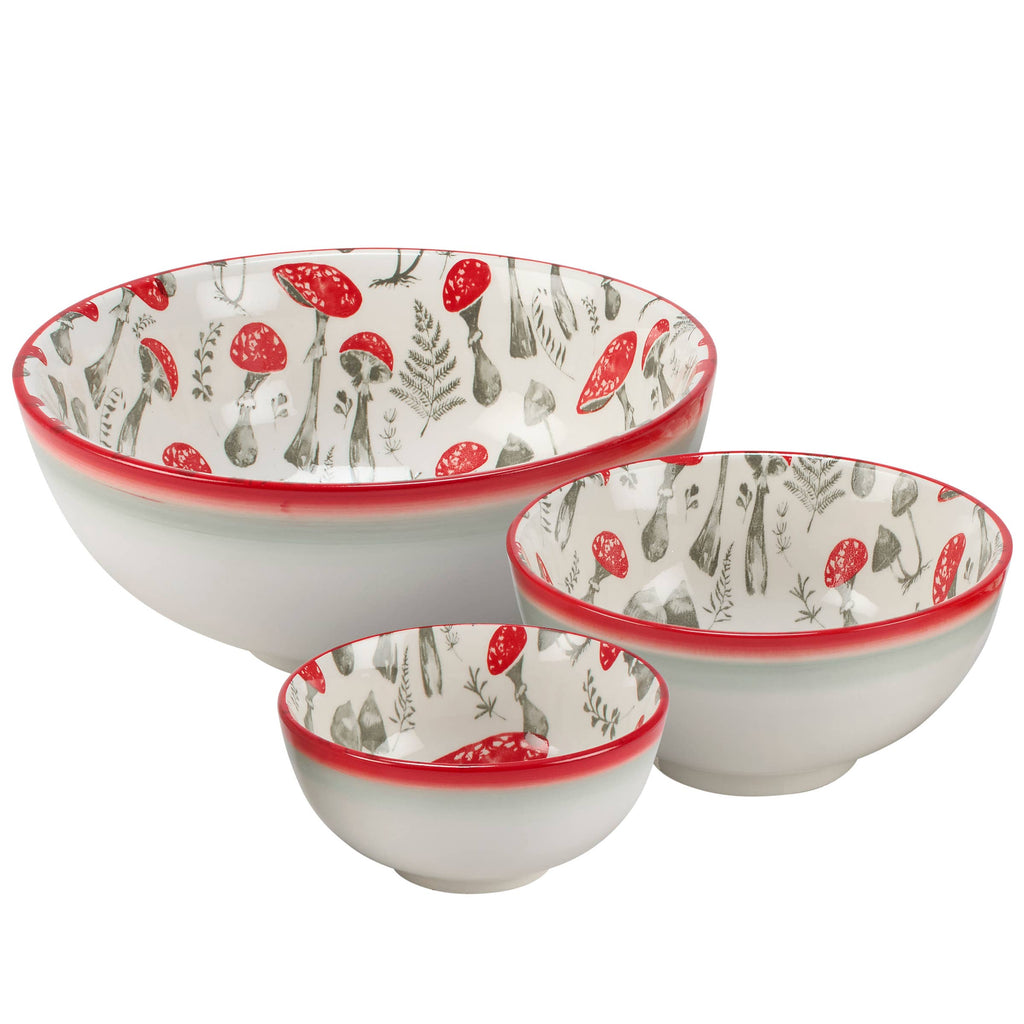 Red Mushroom Bowl Set