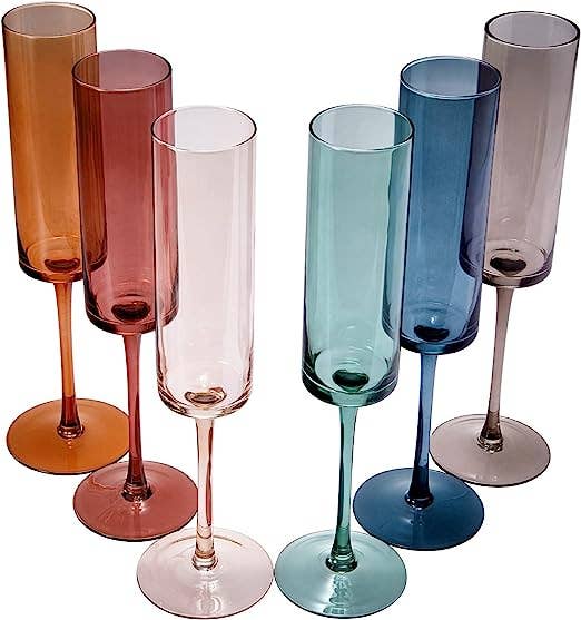 Texas Sunset Champagne Flutes ~ Set of 6