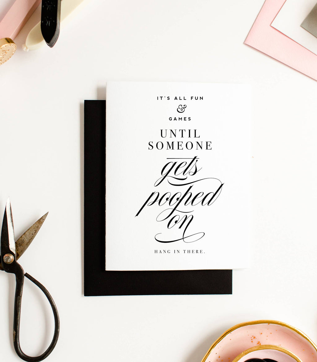 Gets Pooped On - Funny, New Baby Congrats Greeting Card