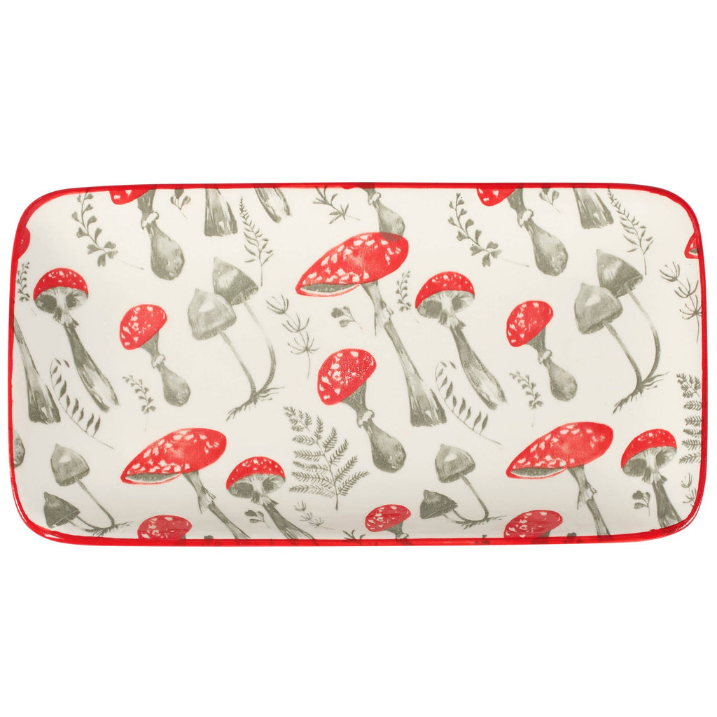 Rectangular Red Mushroom Platter