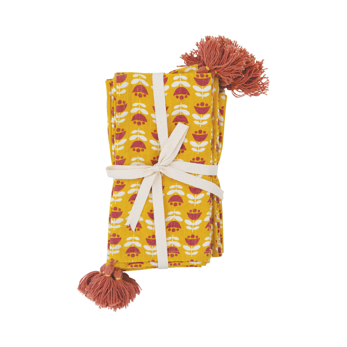 Cotton Napkins with Tassels, Set of 4