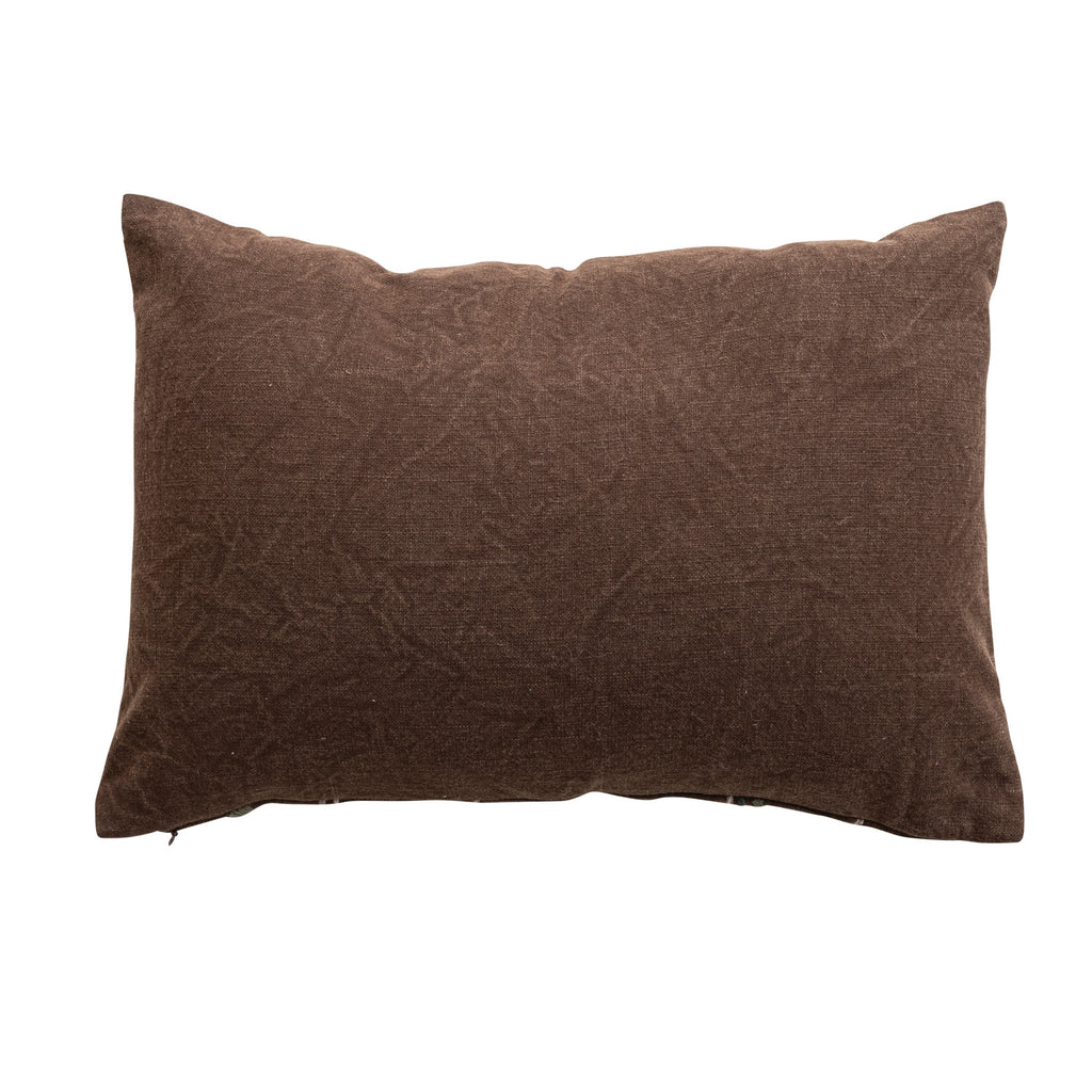 Stonewashed Cotton Pillow with Hand-embroidery