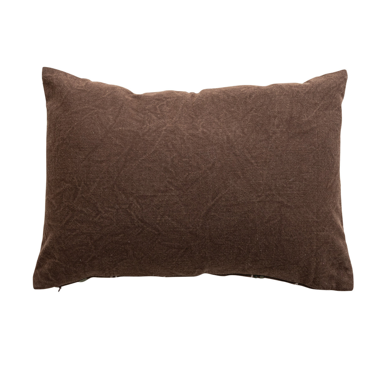 Stonewashed Cotton Pillow with Hand-embroidery