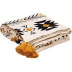 Saffron And Black Aztec Throw Blanket