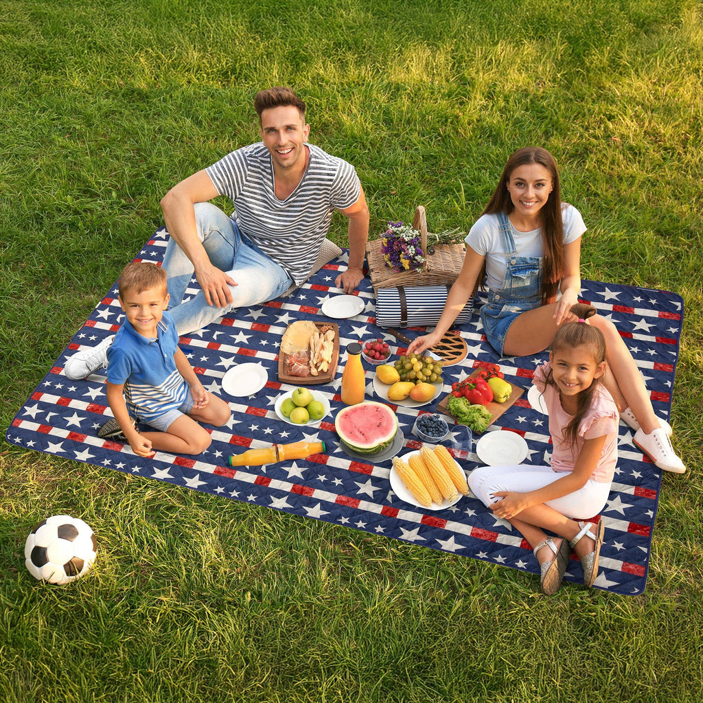 American Plaid Printed Stripe Picnic Blanket