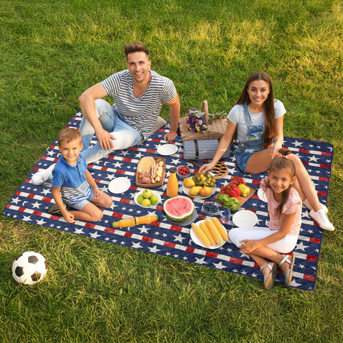 American Plaid Printed Stripe Picnic Blanket