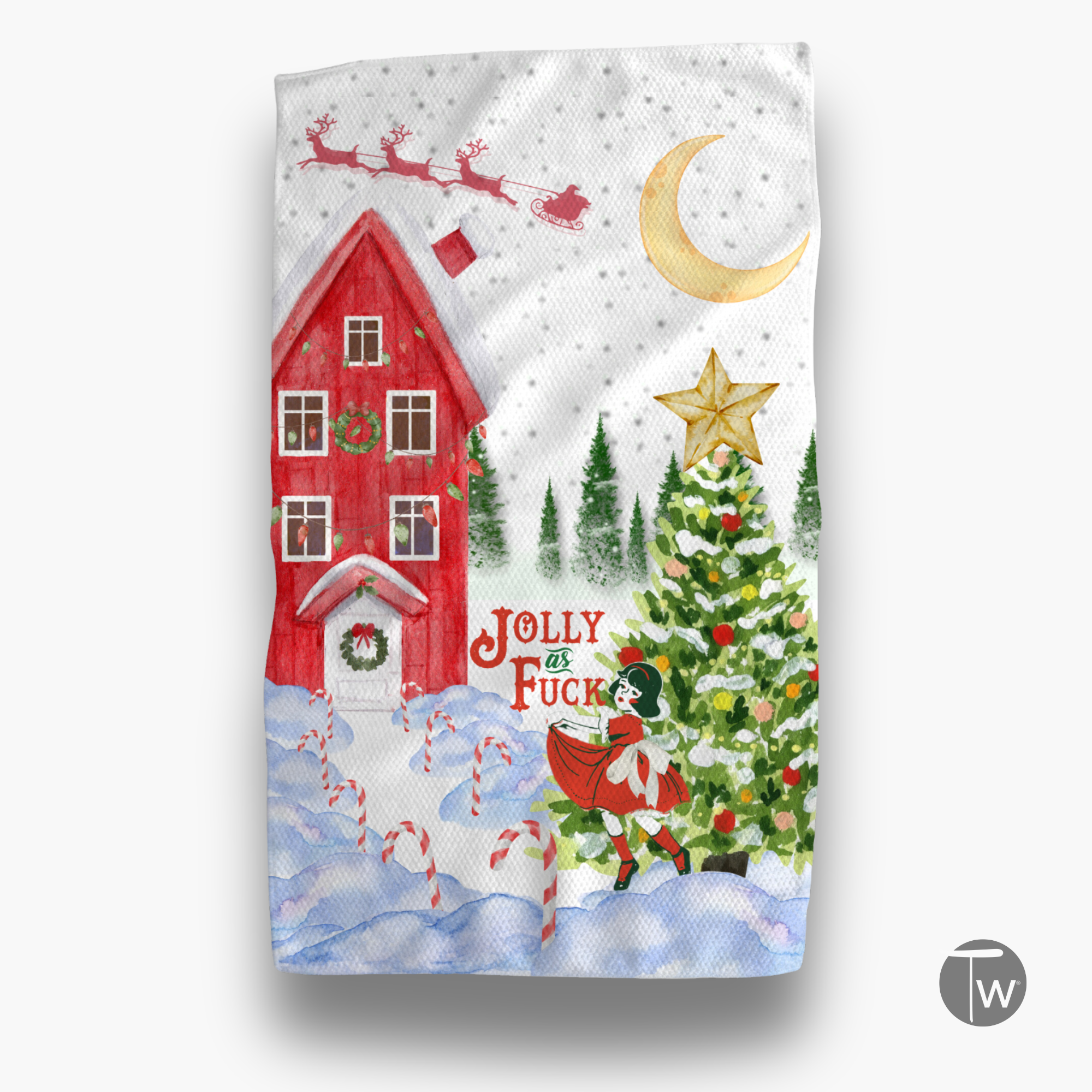 Jolly as F*ck Holiday Christmas Tea Towel