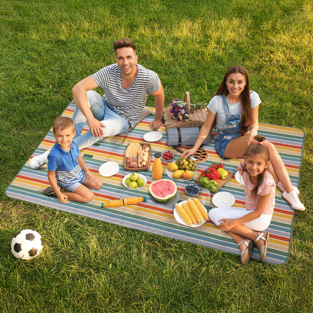 Day at the Beach Woven Stripe Picnic Blanket