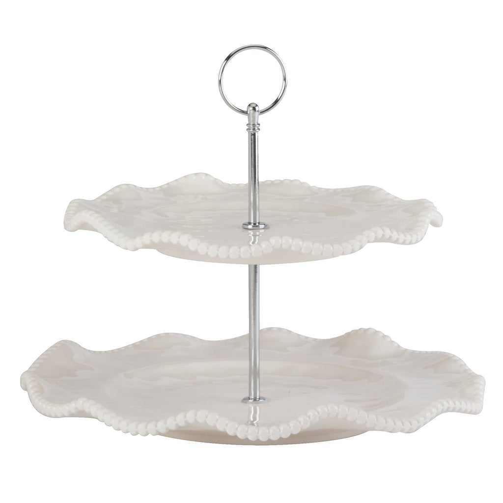 Perlette Cream Melamine 2 Tier Server