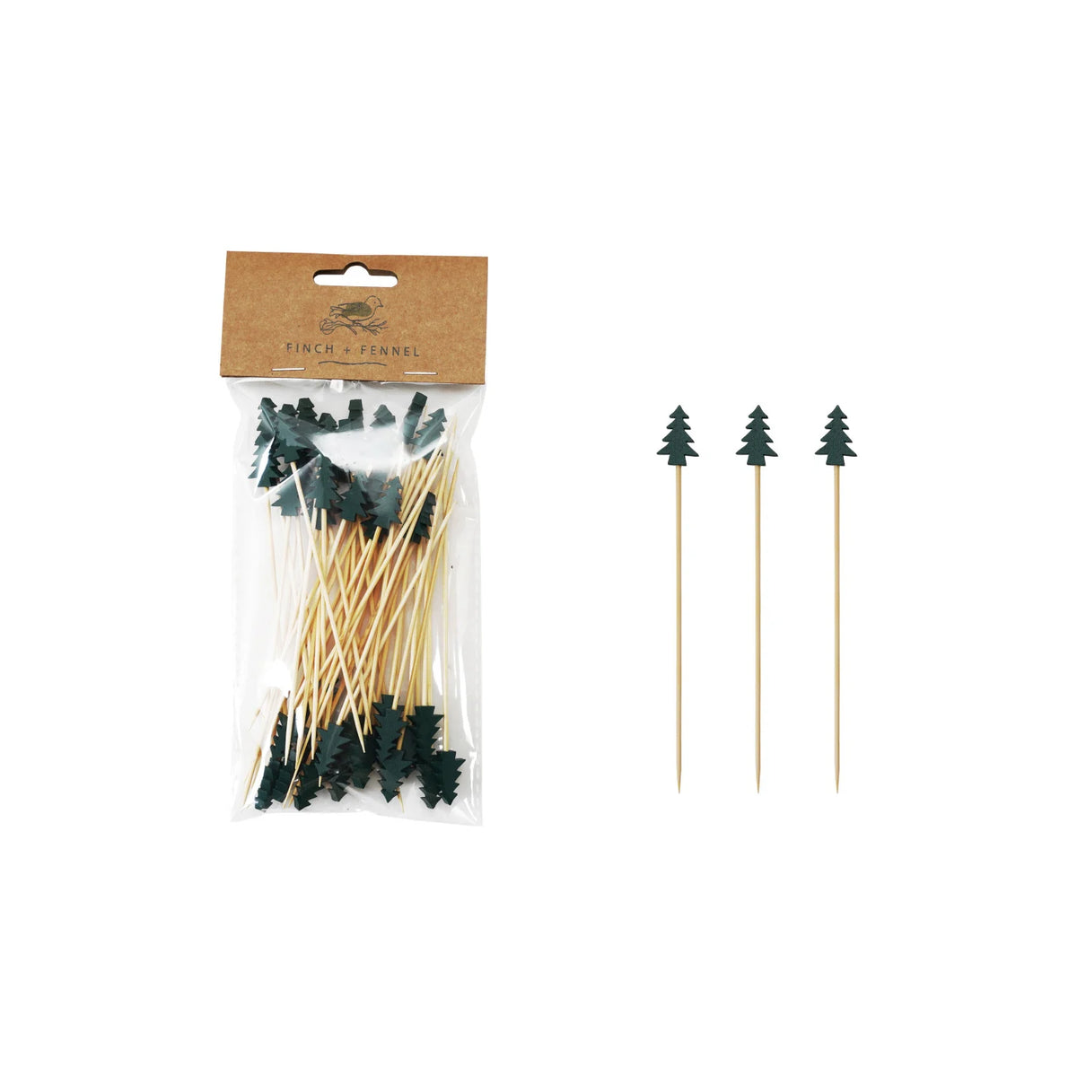 Bamboo Skewers with Trees, Set of 50
